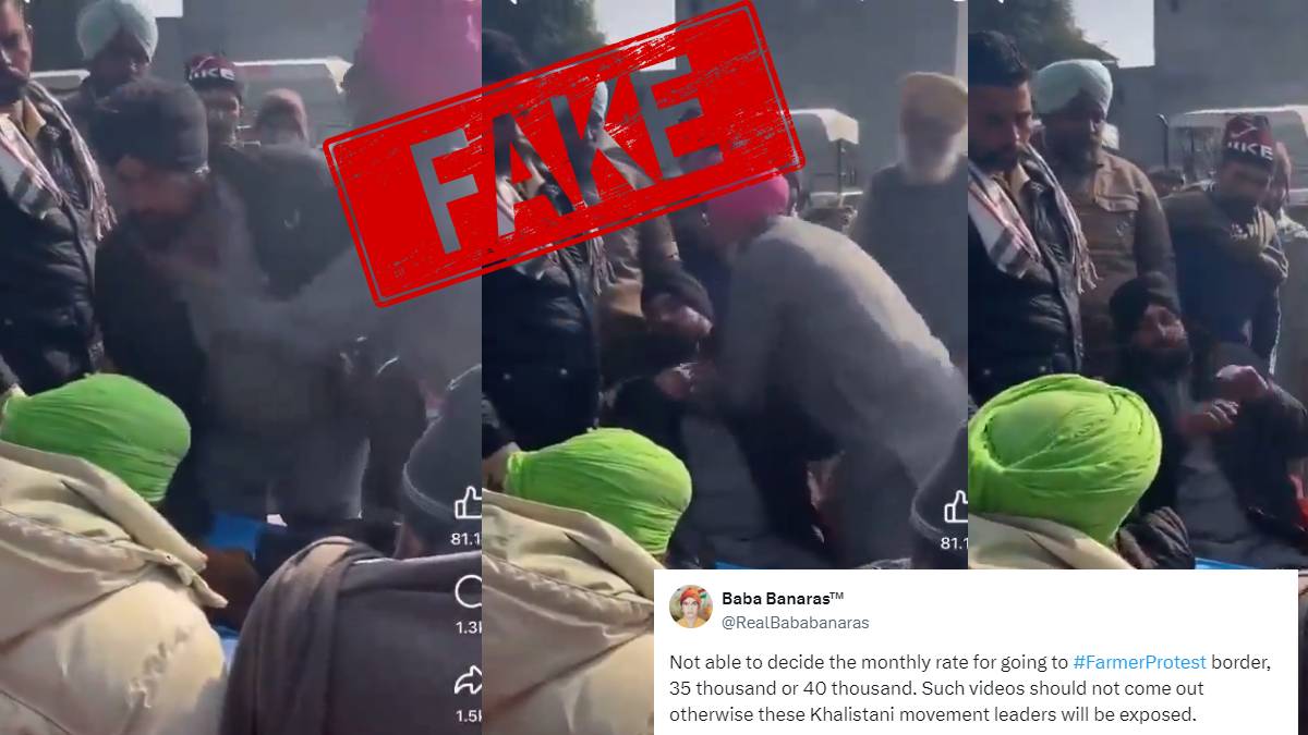 Screenshots from the viral video claiming men seen in the video are farmers and they are discussing the 'monthly rate' for attending the farmers' protest.
