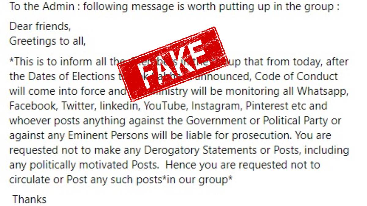 Post on social media platforms that mentions prosecution on posting against the government and political leaders on social media platforms