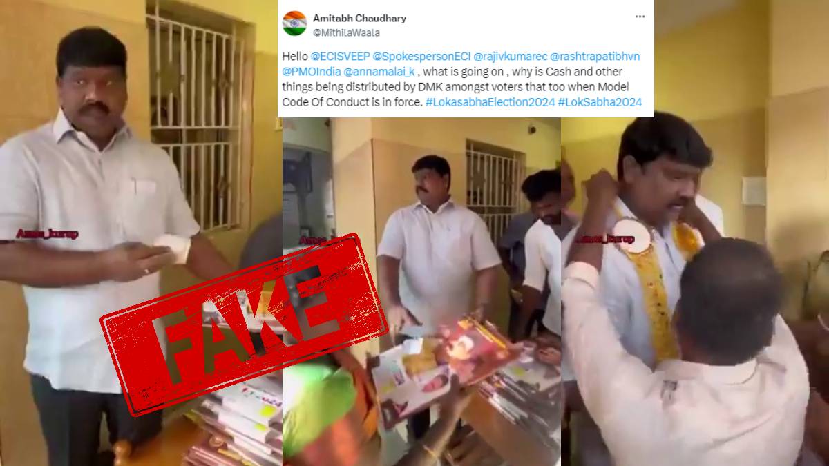 Screenshots from video being circulated claiming DMK leader is distributing money.